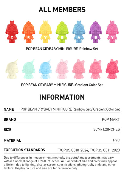POP MART -  POP BEAN CRYBABY MINI FIGURE-Rainbow Set