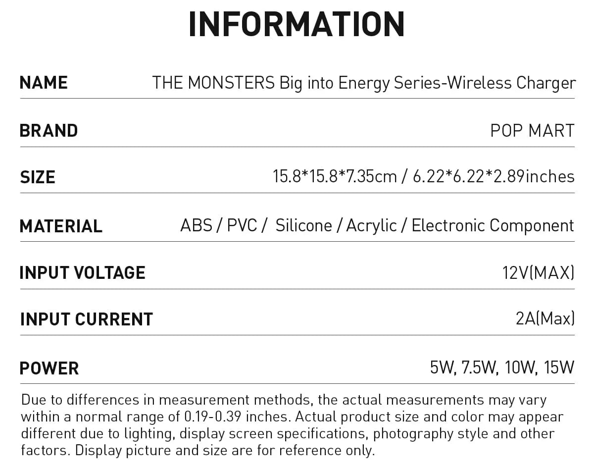 Labubu - THE MONSTERS: Big into Energy Wireless Charger with Light Effect - POP Mart
