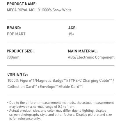 Molly - MEGA ROYAL MOLLY 400% Snow White - POP Mart